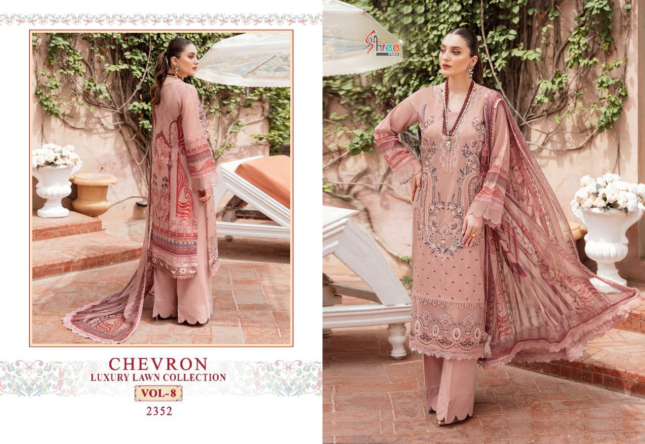 shree fab chevron luxury lawn collection vol 8 cotton catchy print salwar suit with cotton dupatta catalog