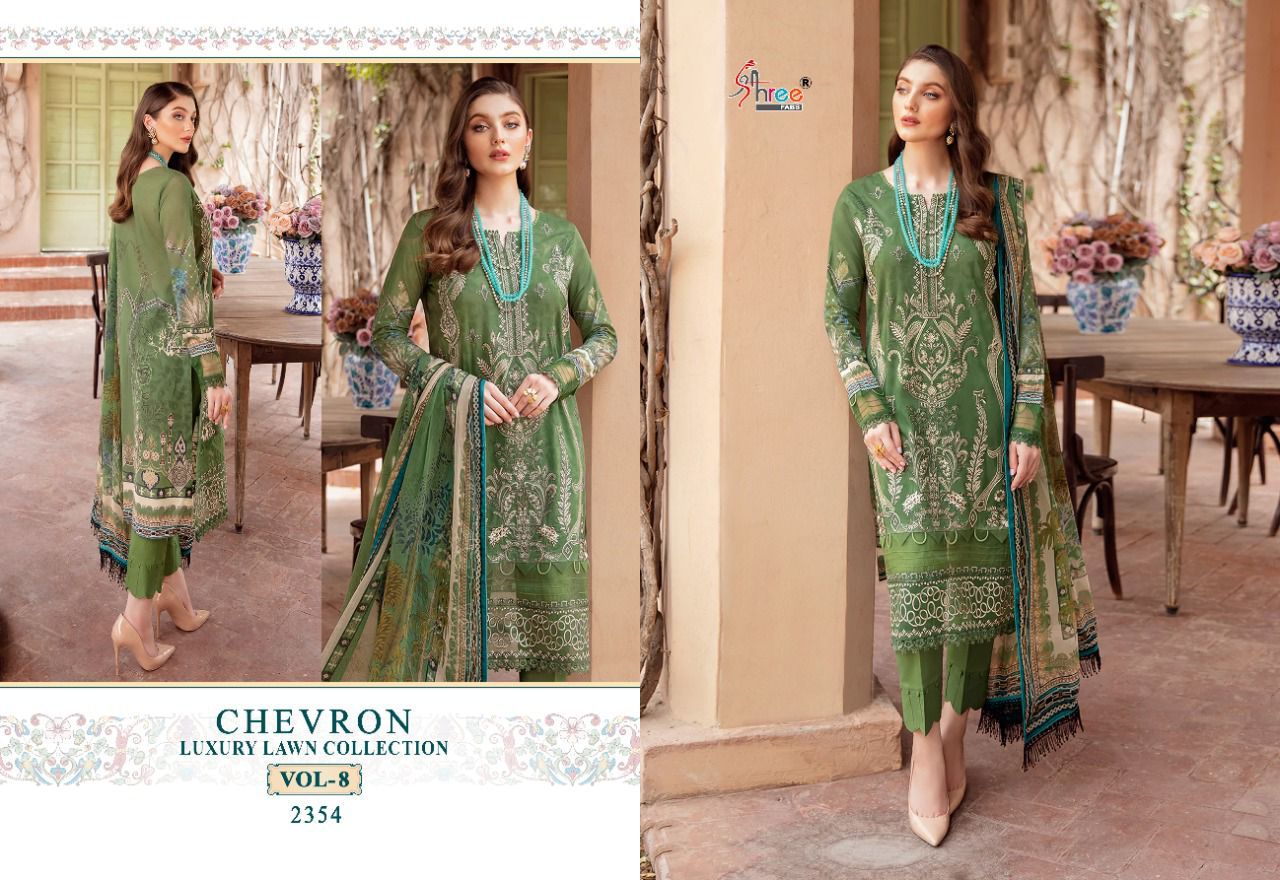 shree fab chevron luxury lawn collection vol 8 cotton catchy print salwar suit with cotton dupatta catalog