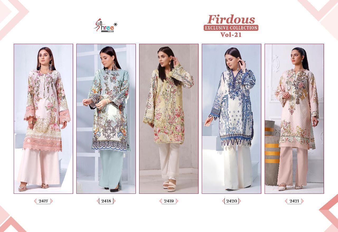 shree fab firdous exclusive vol 21 cotton catchy look salwar suit with chiffon dupatta catalog