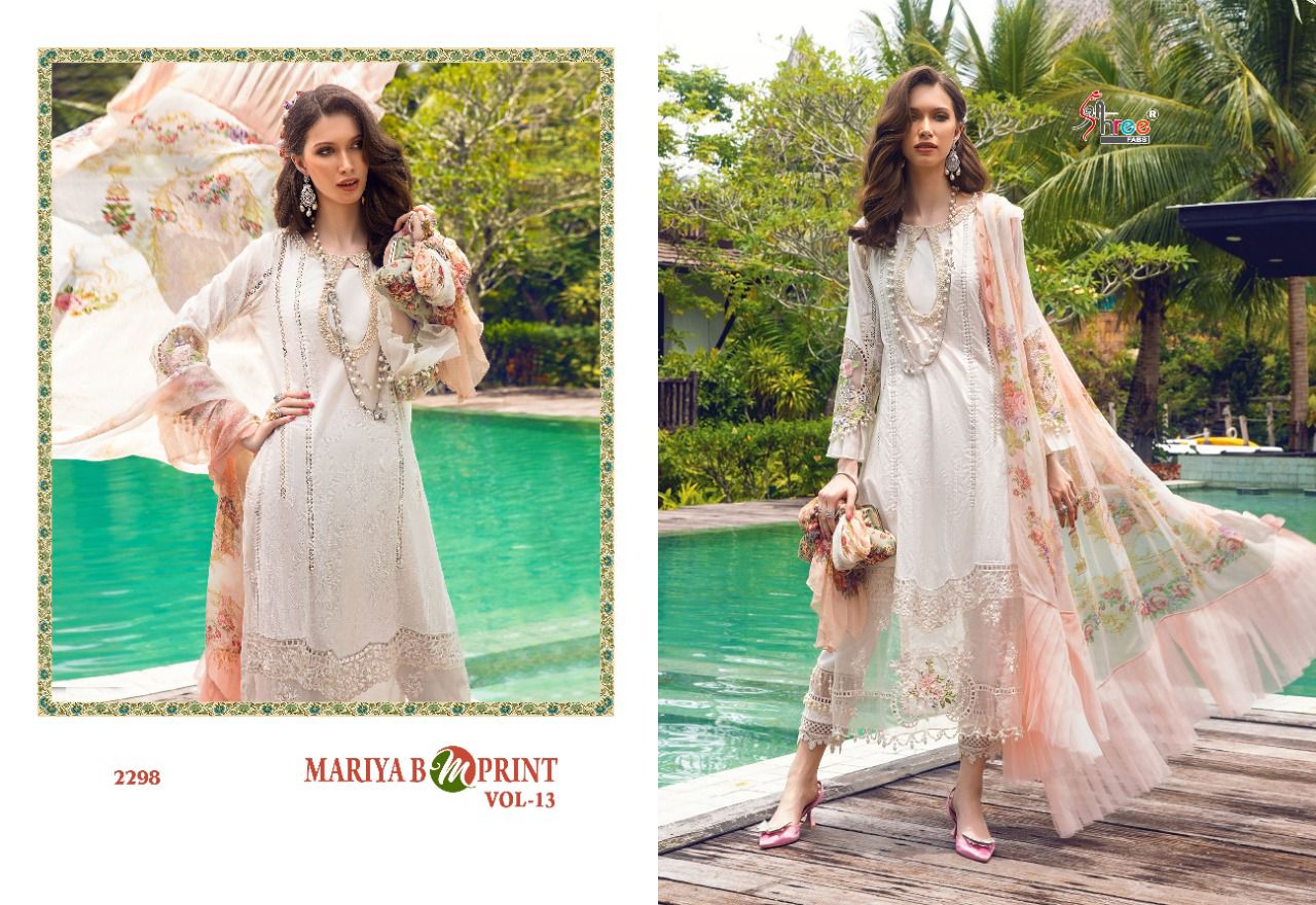 shree fab mariya b m print vol 13 innovative look salwar suit with ciffon dupatta catalog