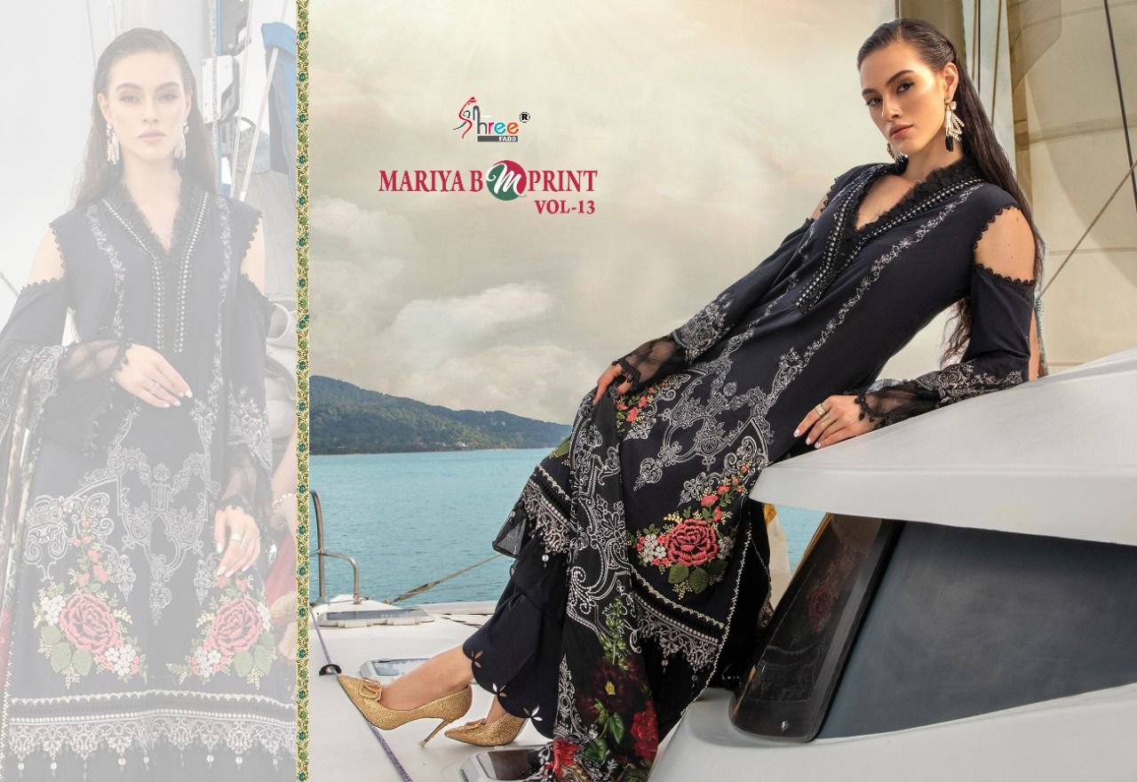 shree fab mariya b m print vol 13 innovative look salwar suit with ciffon dupatta catalog