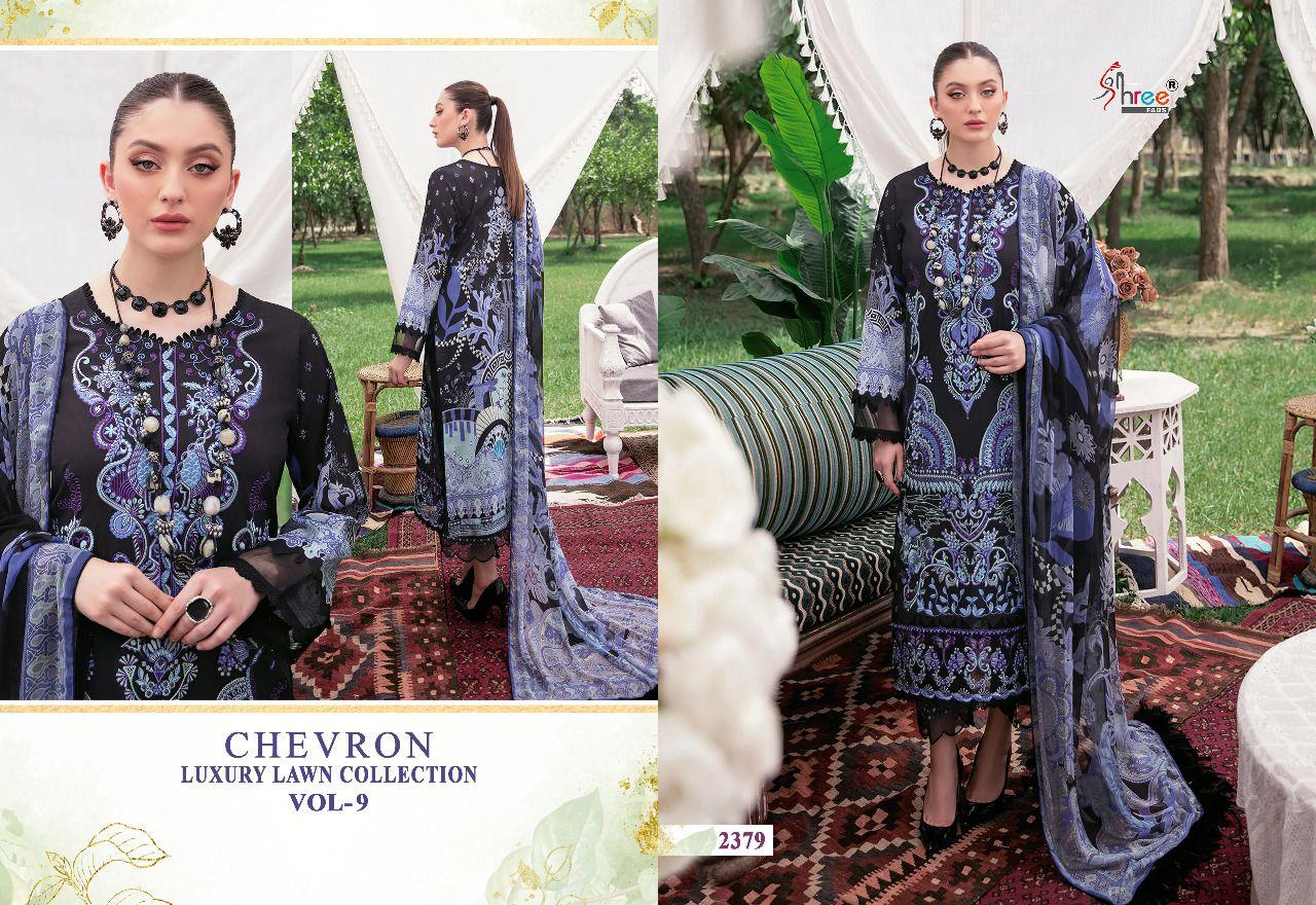 shree fabs chevron luxury lawn collection vol 09 cotton catchy print salwar suit with silver dupatta catalog