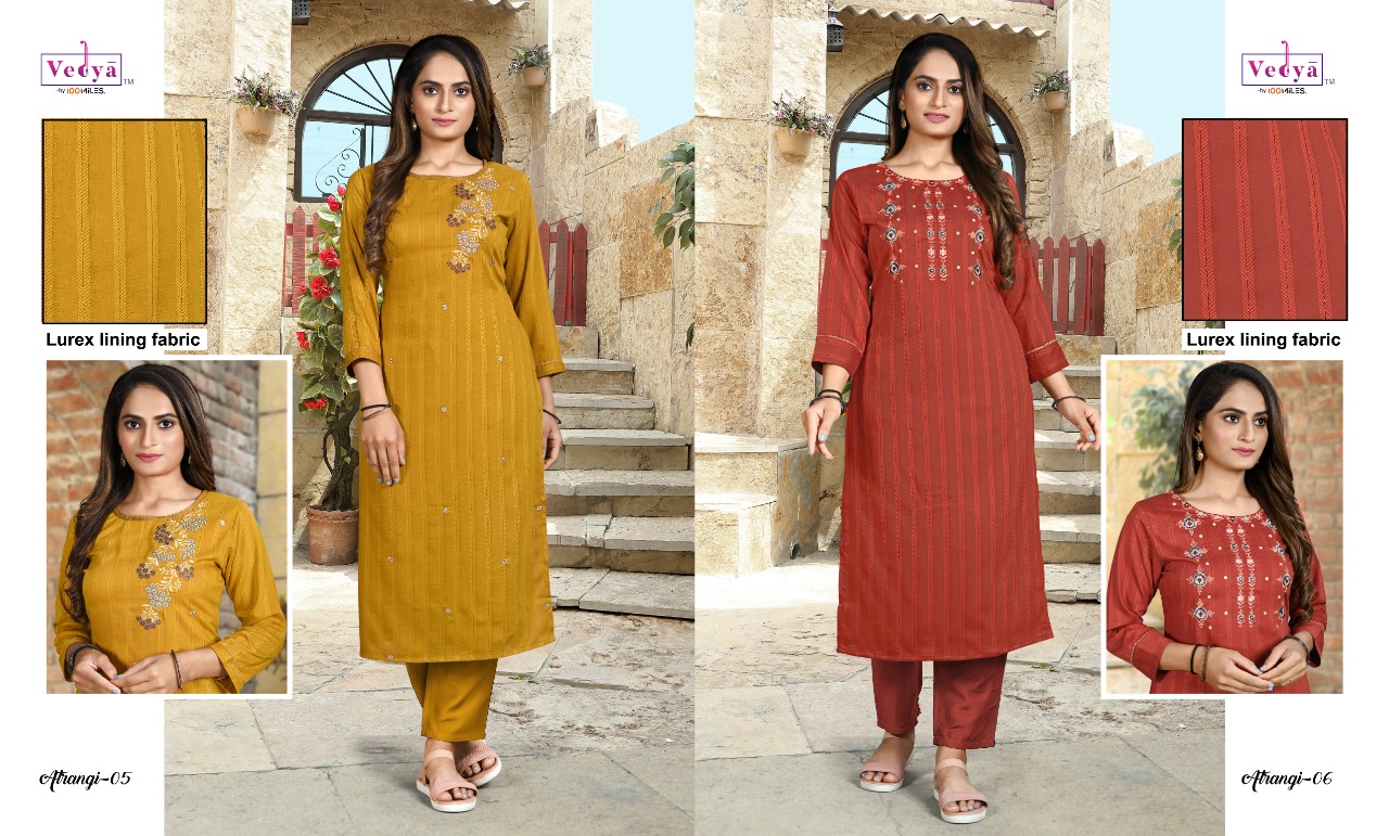 vedya atrangi pv silk Embroidered astonishing look Kurti catalog