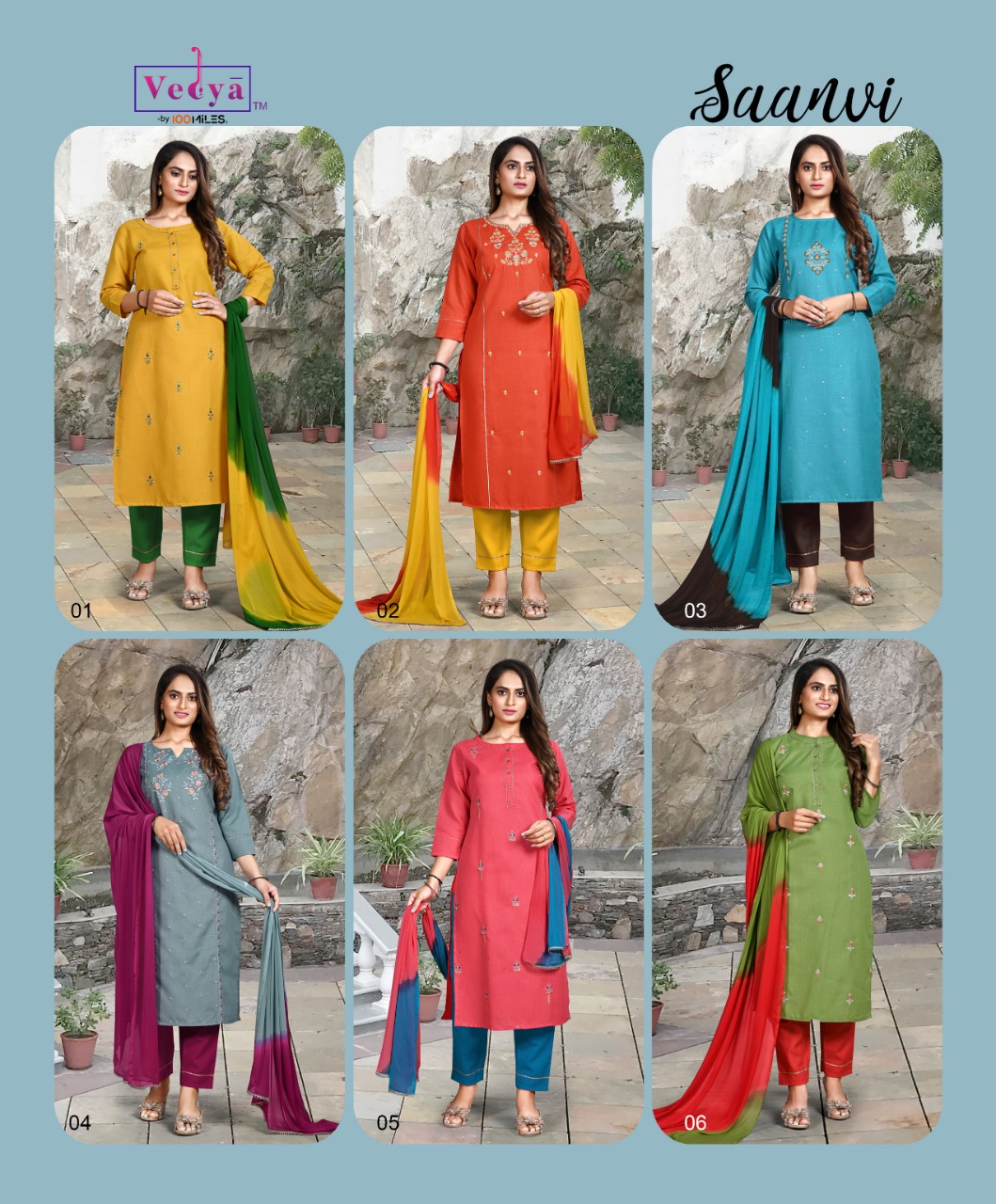 vedya saanvi pc slub attractive look kurti pant with dupatta catalog