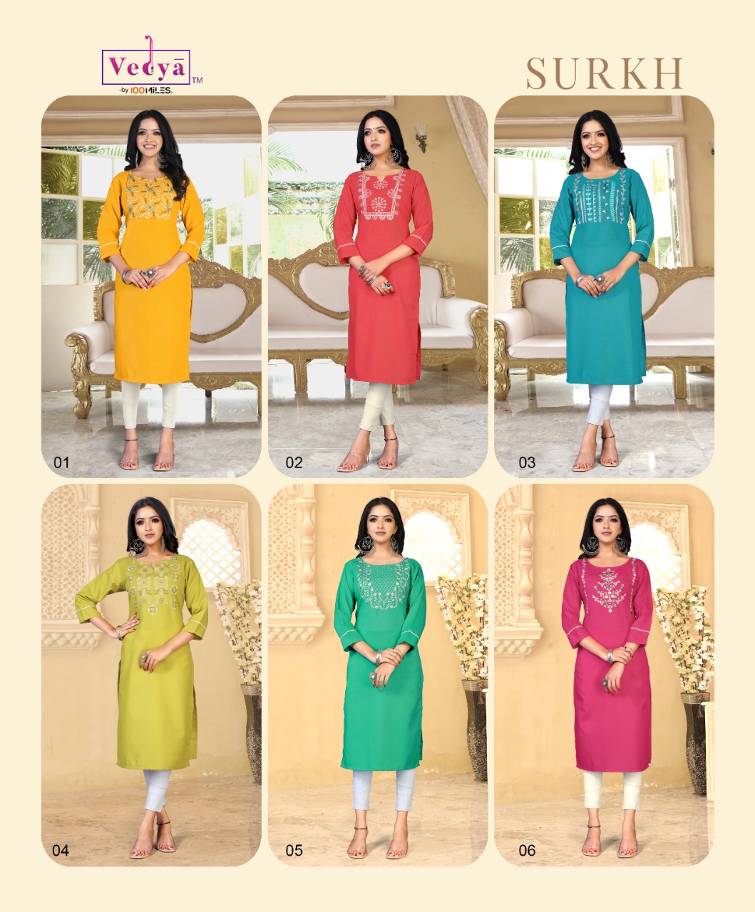 vedya surkh pc slub attractive kurti catalog