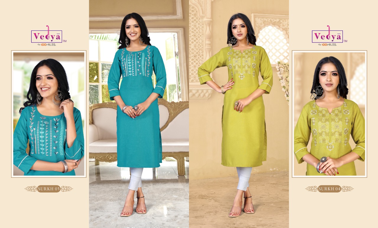 vedya surkh pc slub attractive kurti catalog