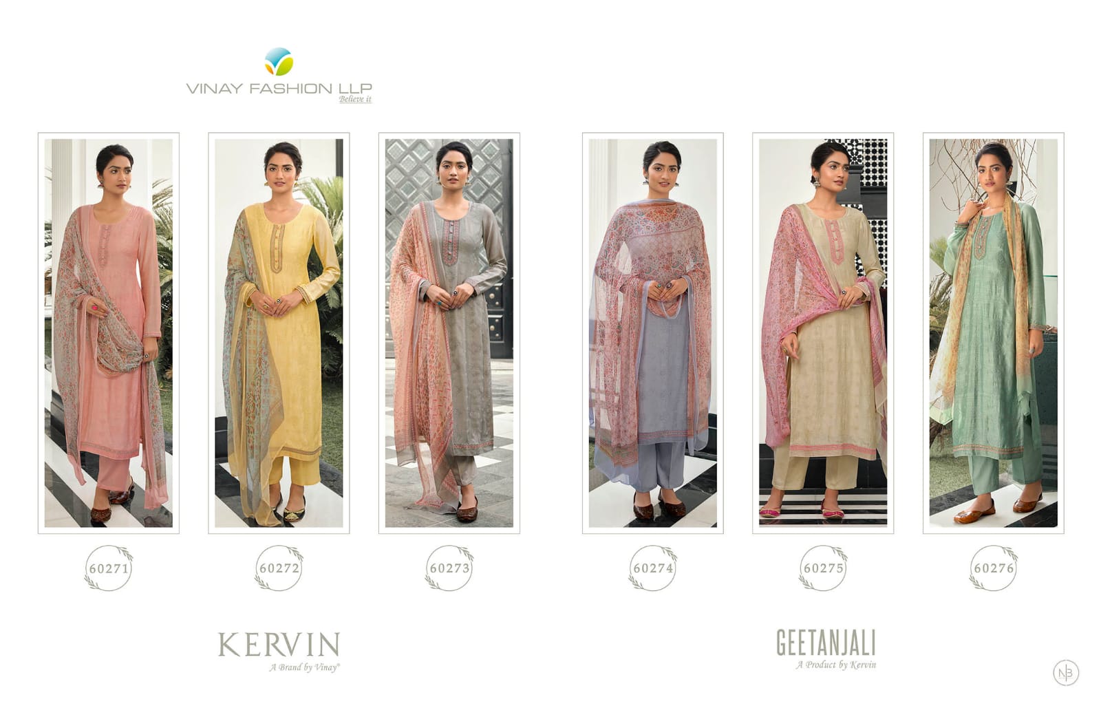 vinay fashion kervin geetanjali muslin gorgeous look salwar suit catalog