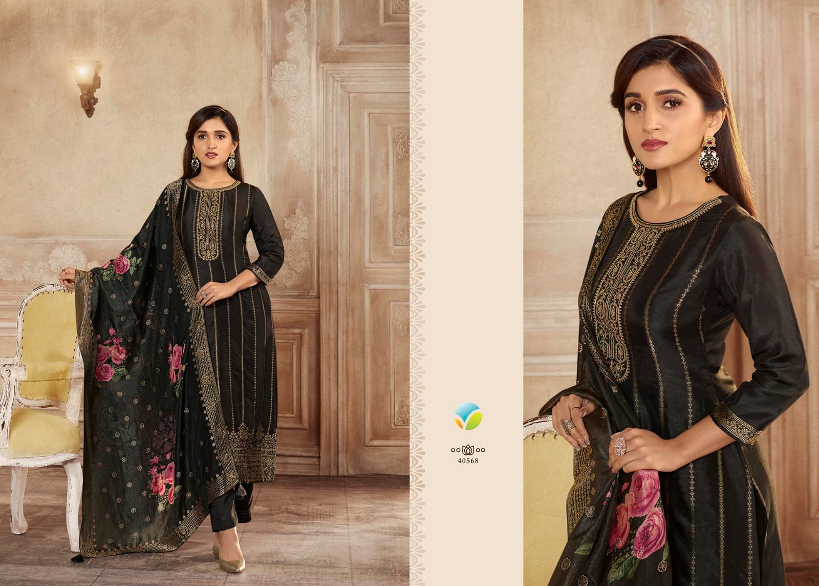 vinay fashion Tumbaa rangrez viscose dola jacquard regal look kurti pant with dupatta catalog