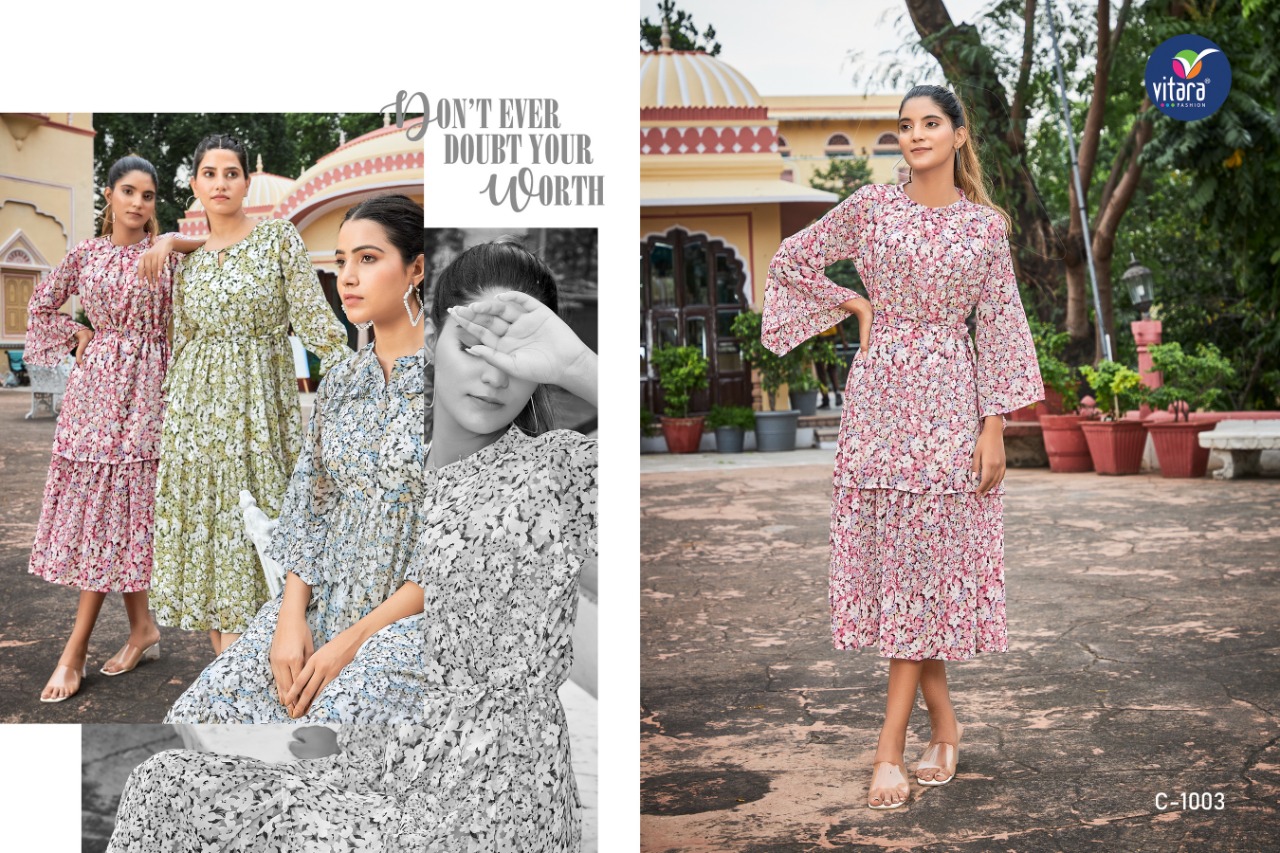 vitara fashion clinton georgette innovaive style long kurti catalog