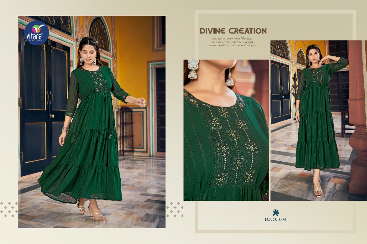 vitara fashion occasion georgette innovaive style long gown catalog