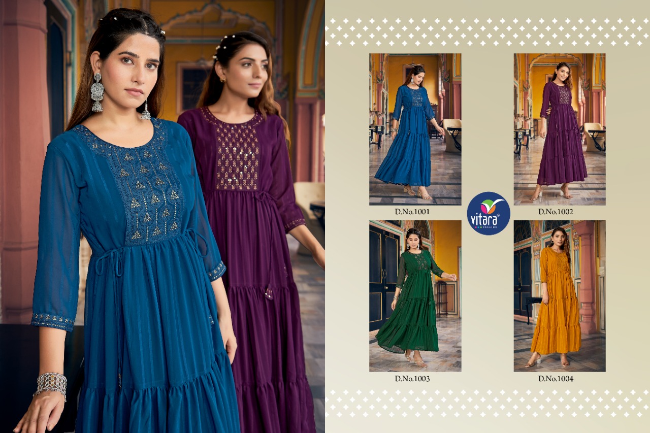 vitara fashion occasion georgette innovaive style long gown catalog