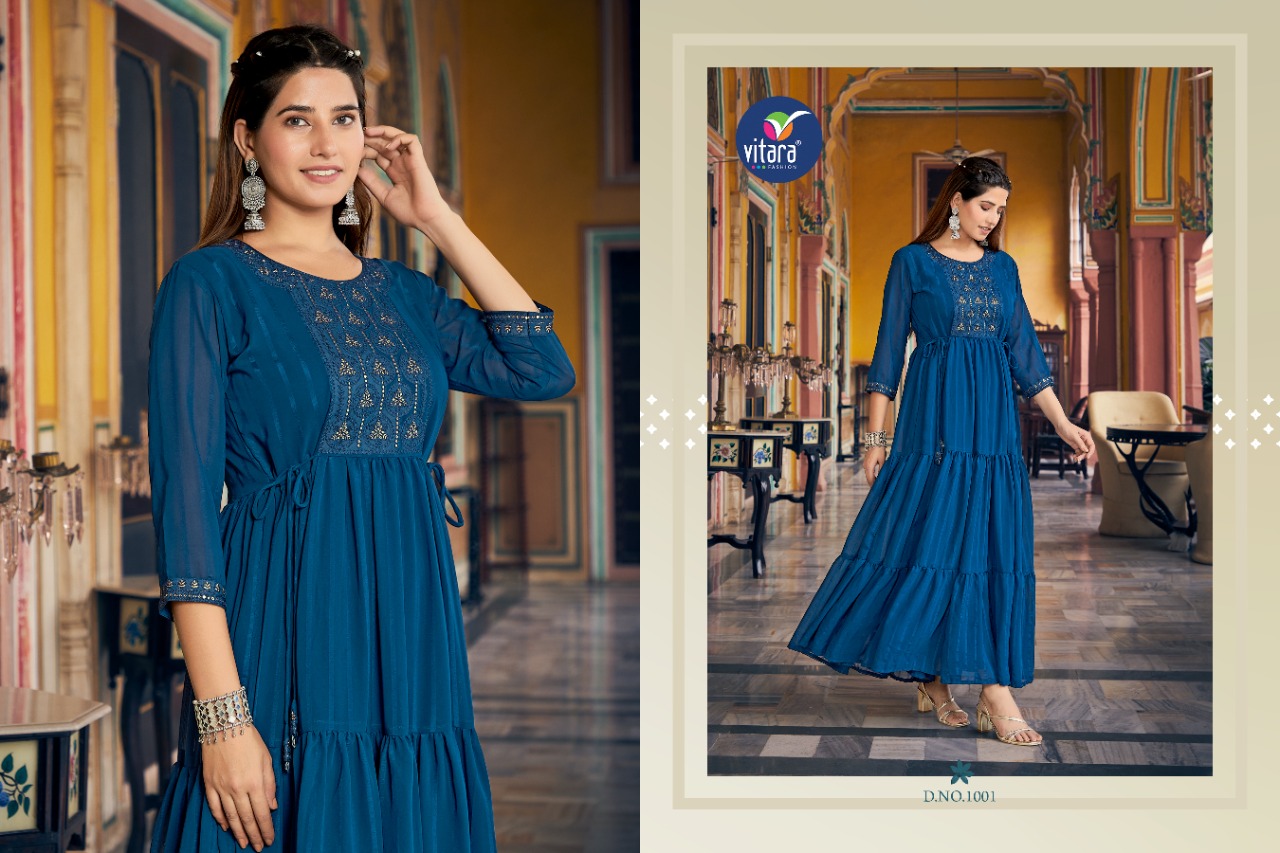 vitara fashion occasion georgette innovaive style long gown catalog