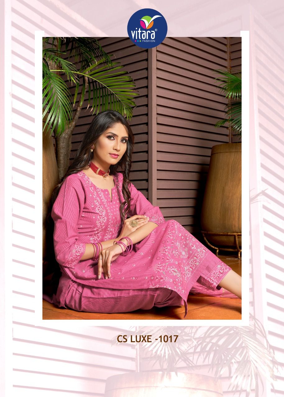 vitara fashion roman cotton modern look top pant with dupatta catalog