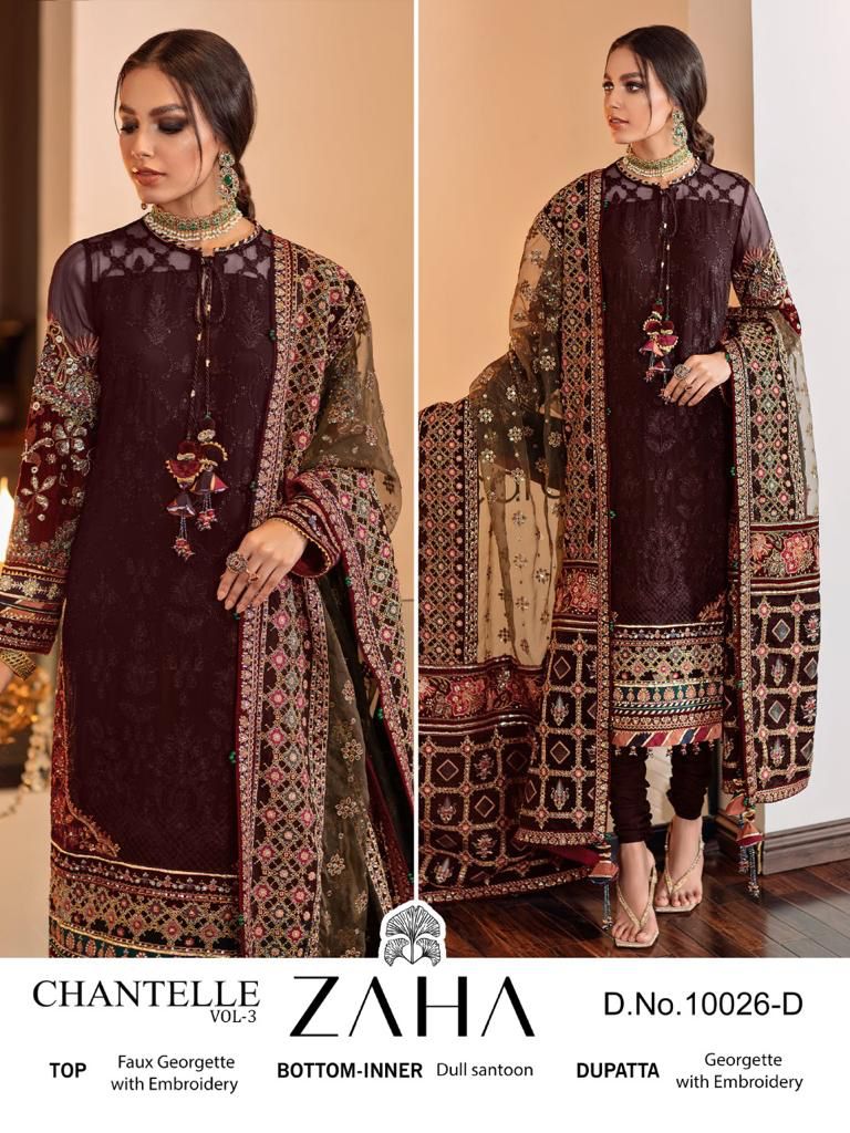 zaha chanterelle vol 3 colours georgette decent look salwar suit catalog