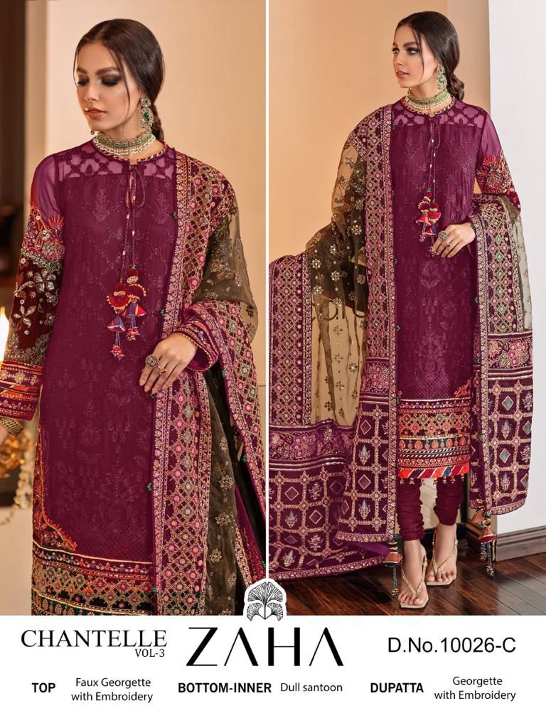 zaha chanterelle vol 3 colours georgette decent look salwar suit catalog