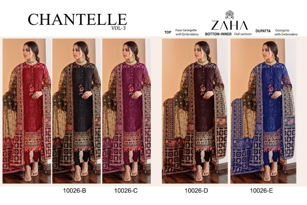 zaha chanterelle vol 3 colours georgette decent look salwar suit catalog