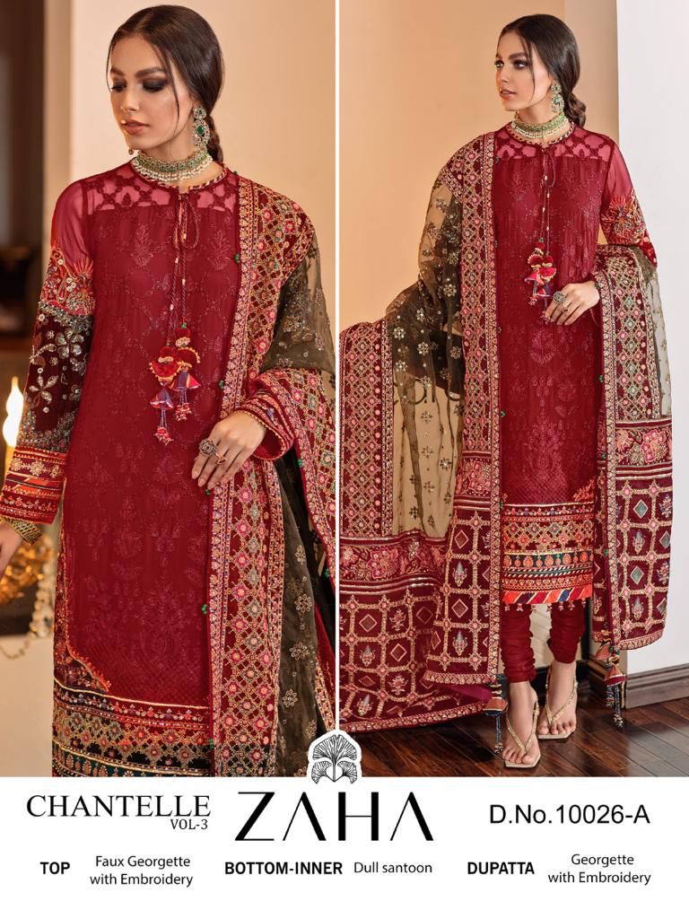 zaha chanterelle vol 3 colours georgette decent look salwar suit catalog