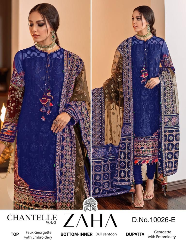 zaha chanterelle vol 3 colours georgette decent look salwar suit catalog