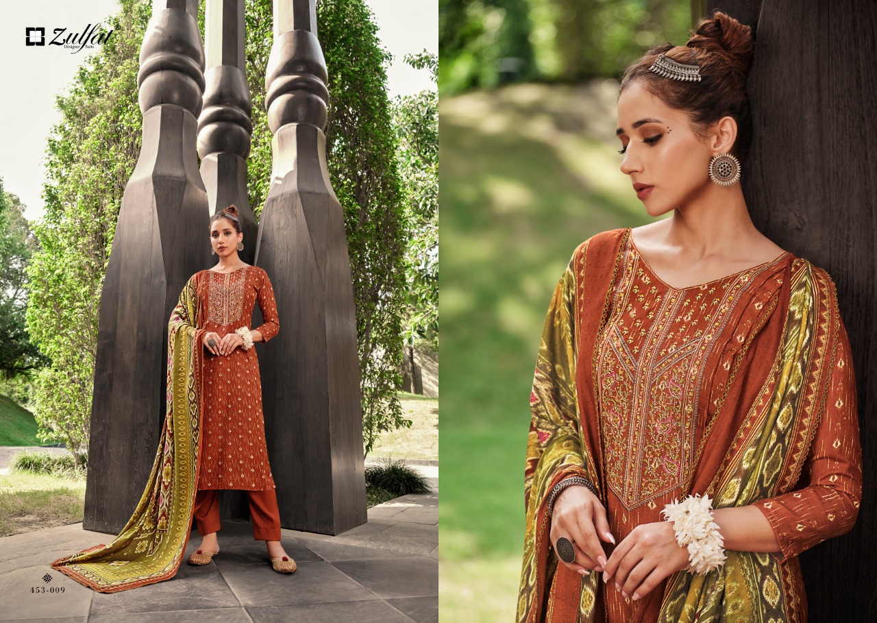 zulfat designer suit amanda cotton authentic fabric salwar suit catalog