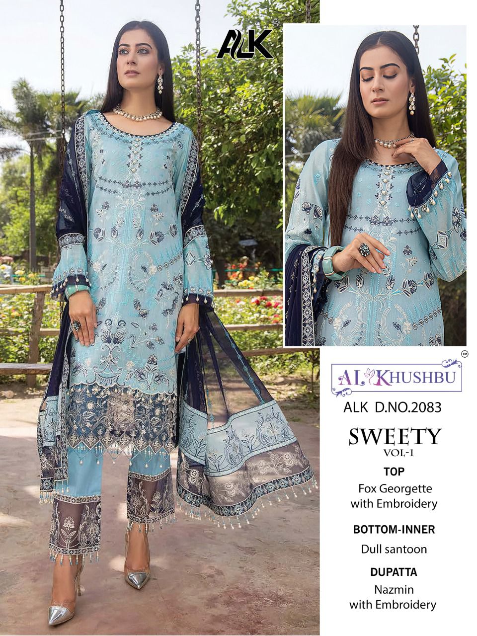 al khushbu sweety vol 1 georgette regal llok salwar suit catalog