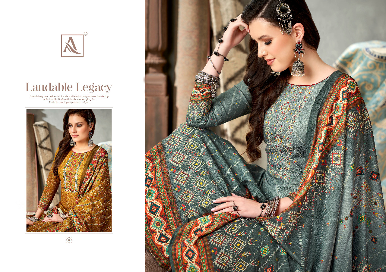 alok suit harshini pashmina exclusive print salwar suit catalog