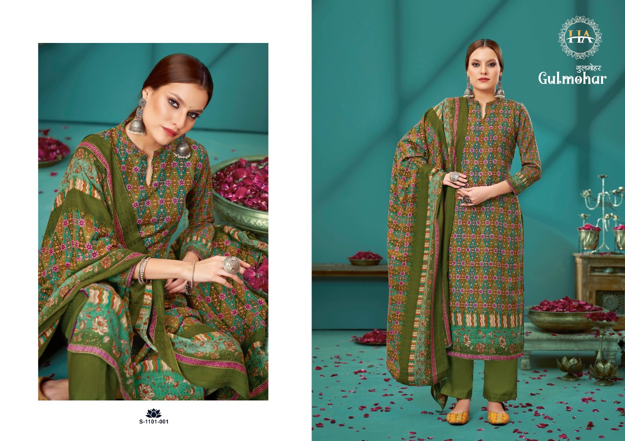 alok suit harshit fashion gulmohar pure wool pashmina attrective look salwar suit catalog