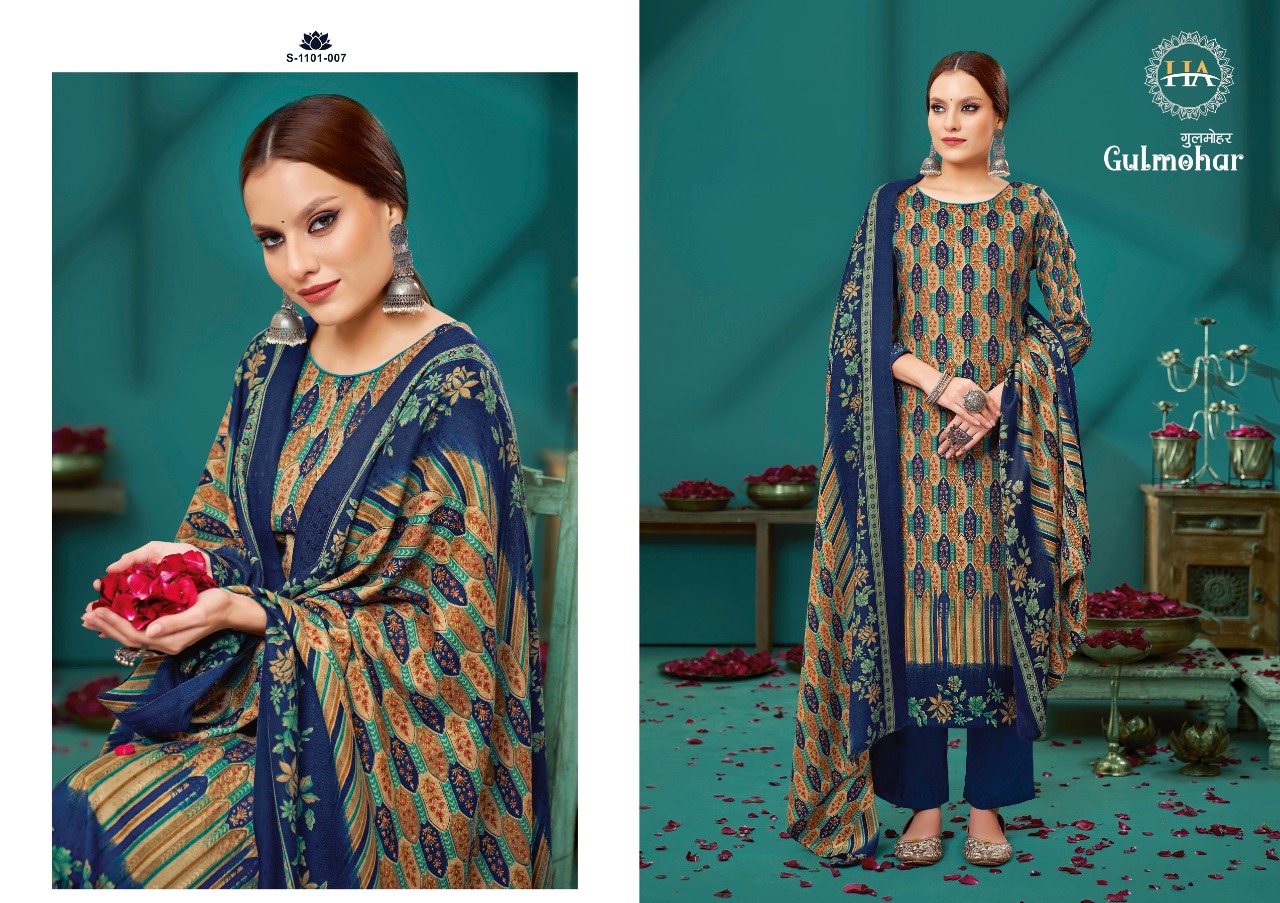 alok suit harshit fashion gulmohar pure wool pashmina attrective look salwar suit catalog