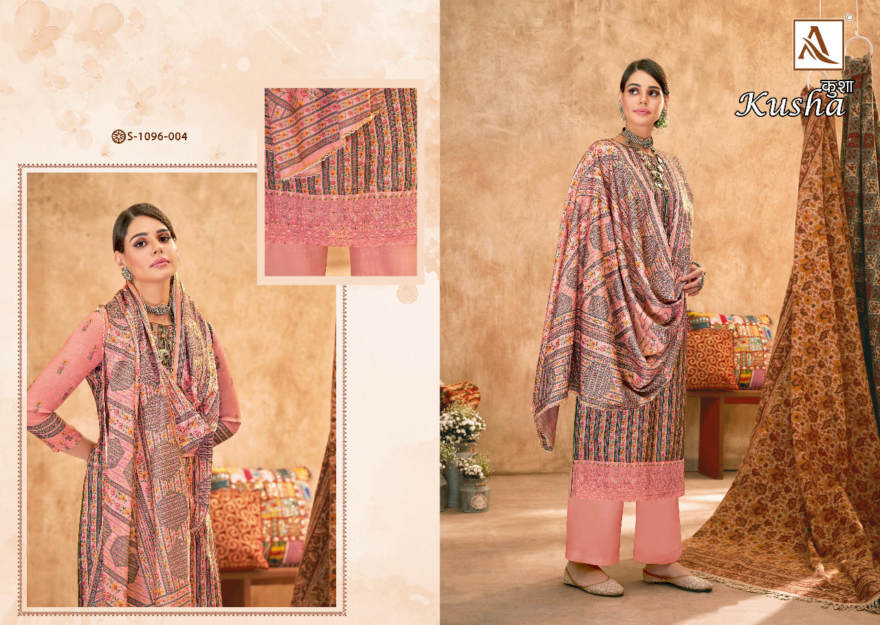 alok suit kusha pashmina exclusive print salwar suit catalog