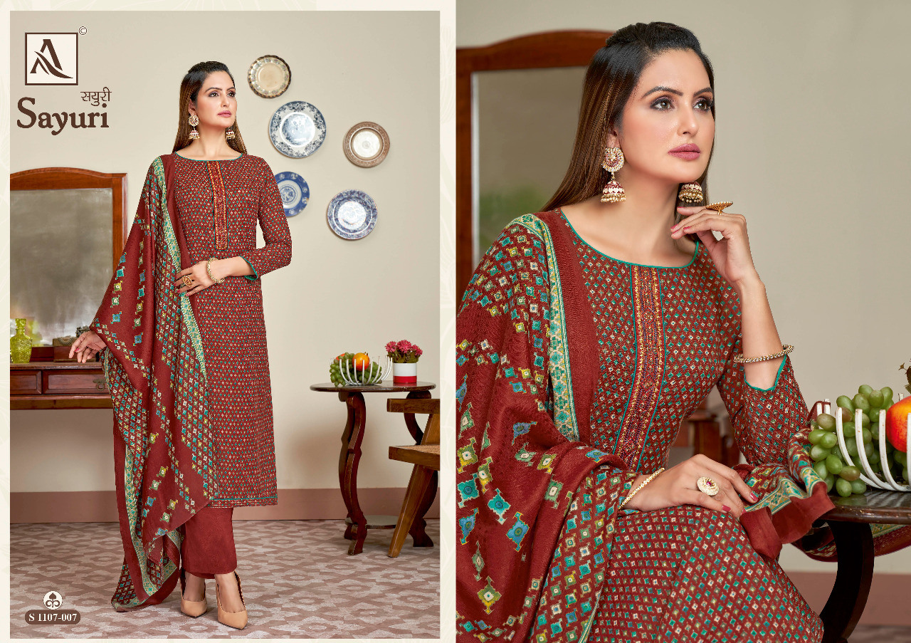 alok suit sayuri pashmina attractive look salwar suit catalog