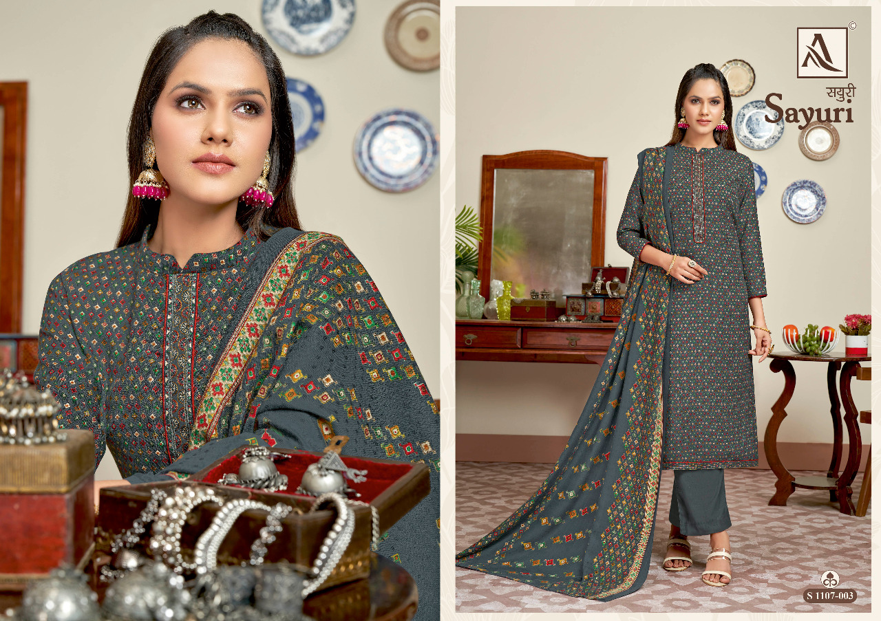 alok suit sayuri pashmina attractive look salwar suit catalog