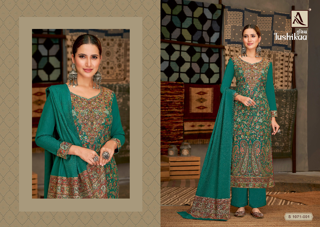 alok suit tushikaa pashmina graceful look salwar suit catalog