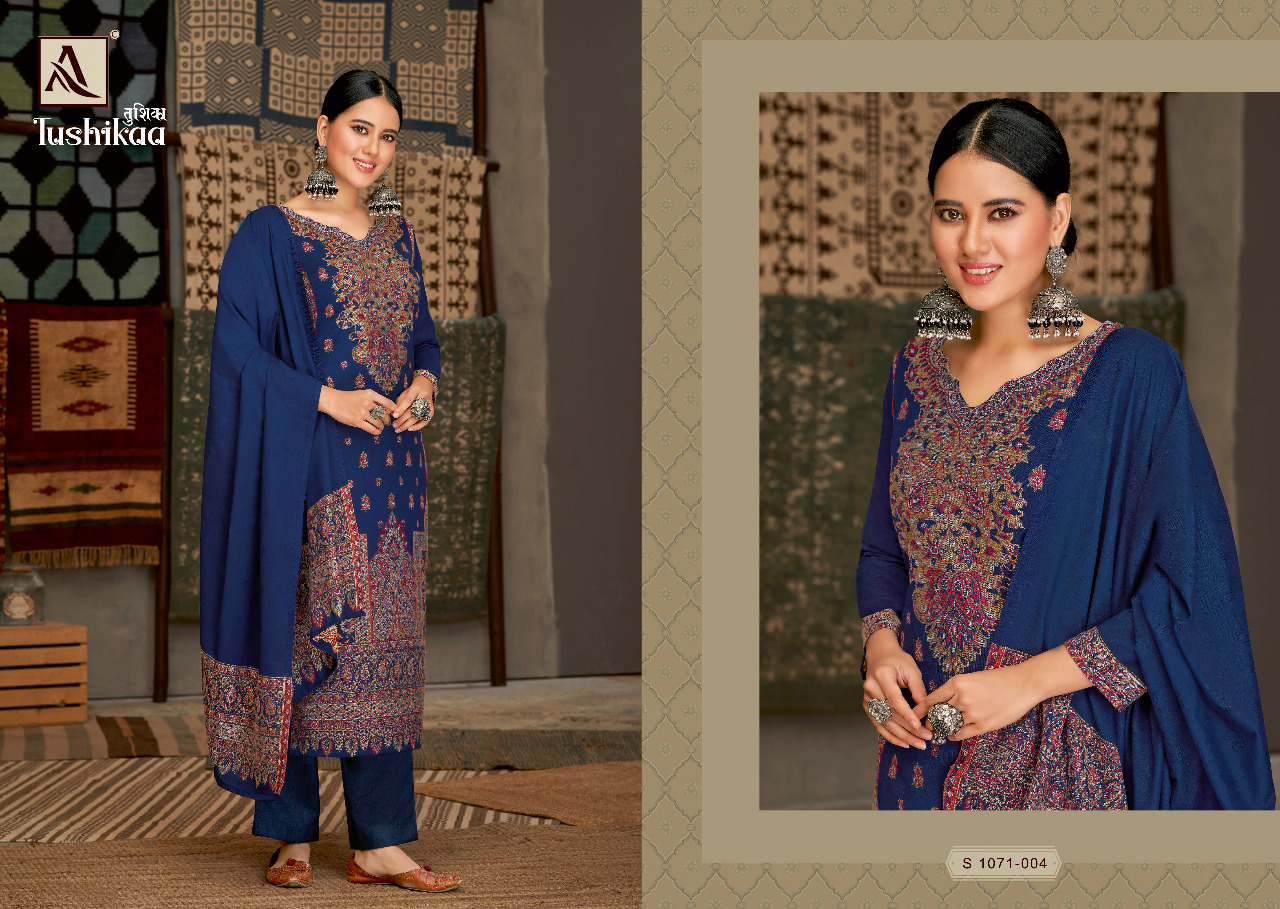 alok suit tushikaa pashmina graceful look salwar suit catalog