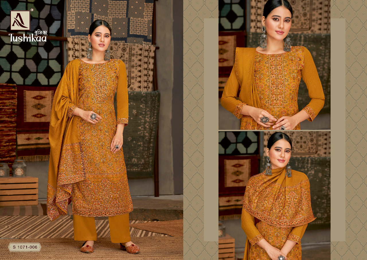 alok suit tushikaa pashmina graceful look salwar suit catalog