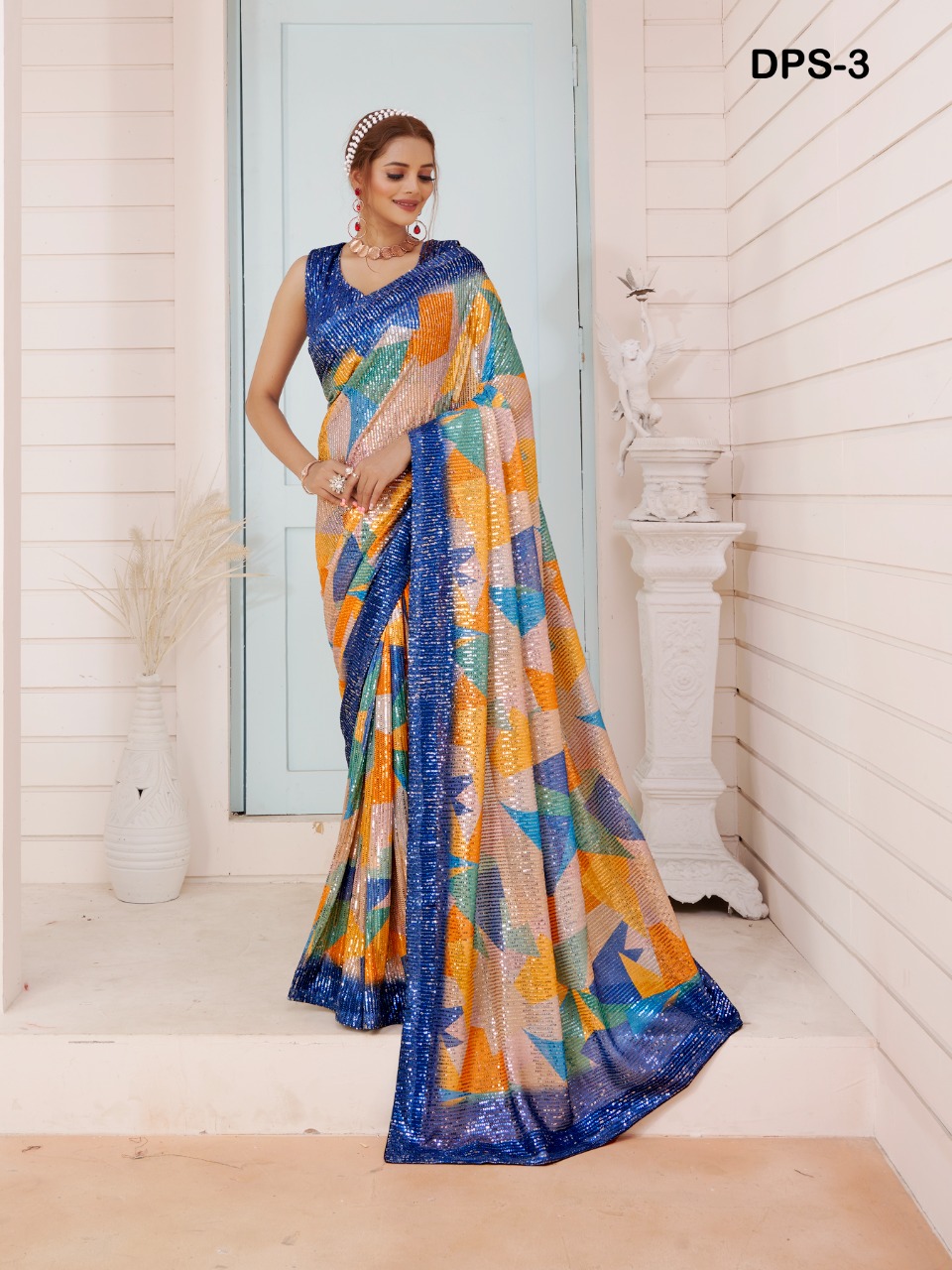 amoha trendz Design No DPS Imported Sequence with print catchy look saree catalog