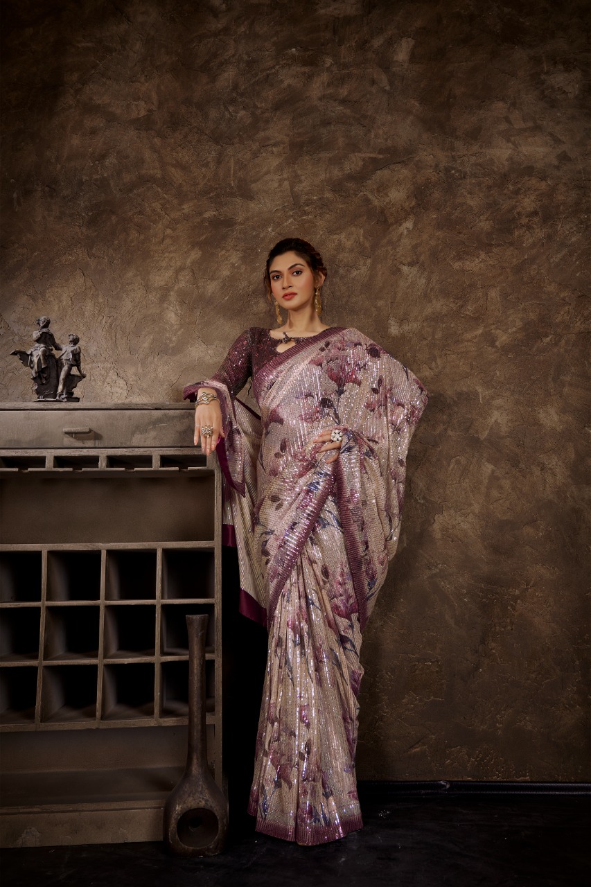 amoha trendz Design No DPS Imported Sequence with print catchy look saree catalog