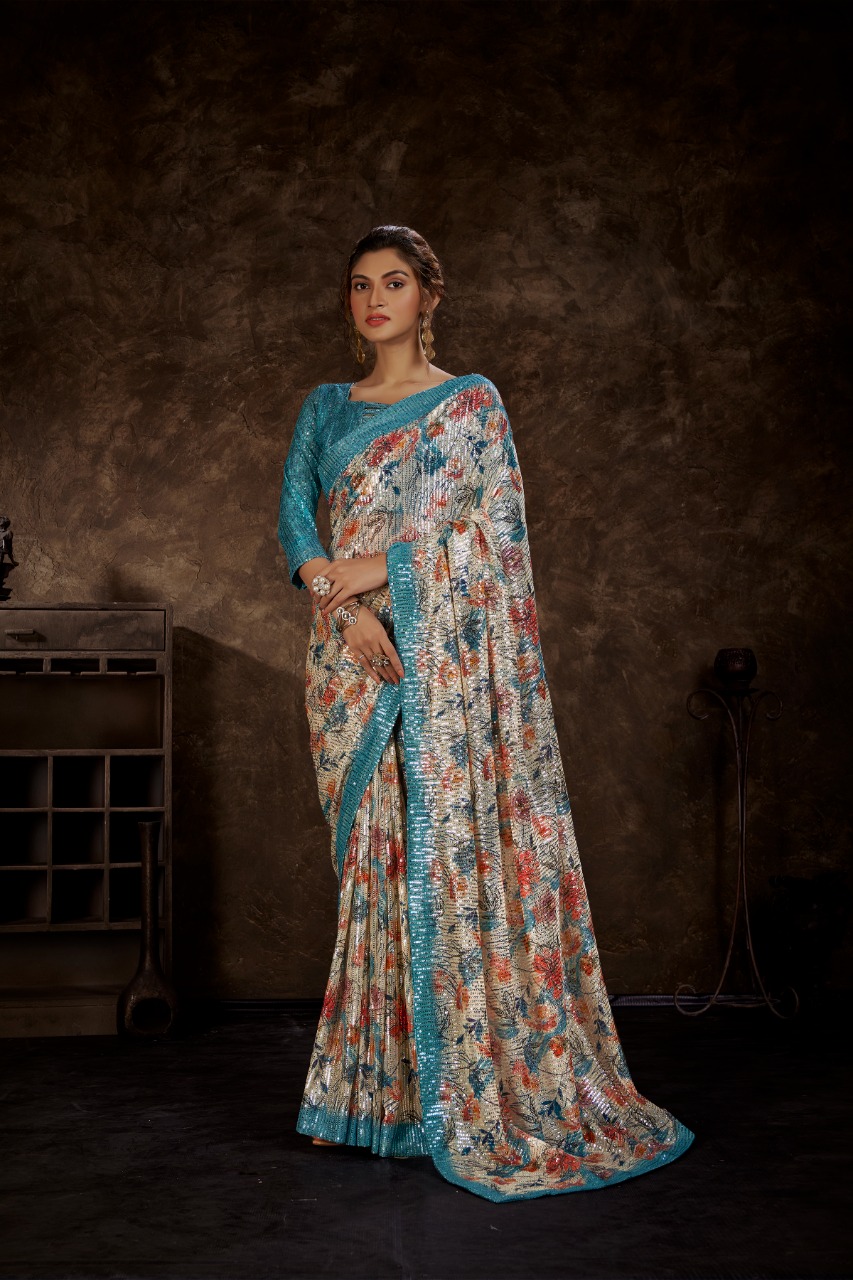 amoha trendz Design No DPS Imported Sequence with print catchy look saree catalog