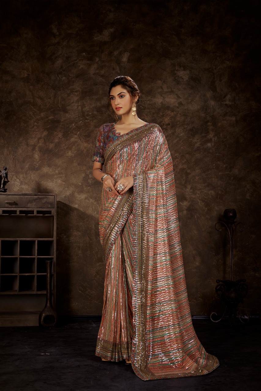 amoha trendz Design No DPS Imported Sequence with print catchy look saree catalog