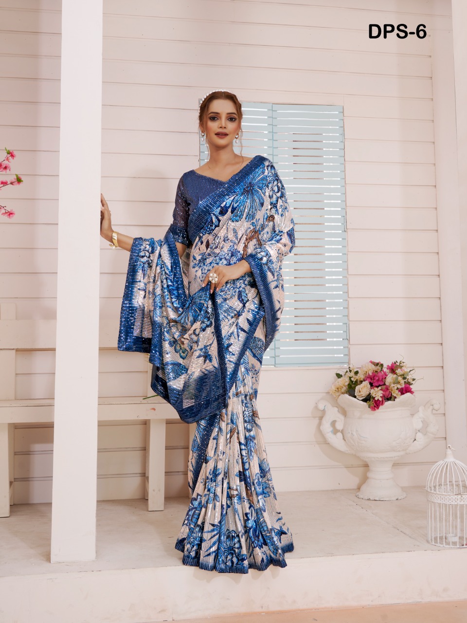 amoha trendz Design No DPS Imported Sequence with print catchy look saree catalog