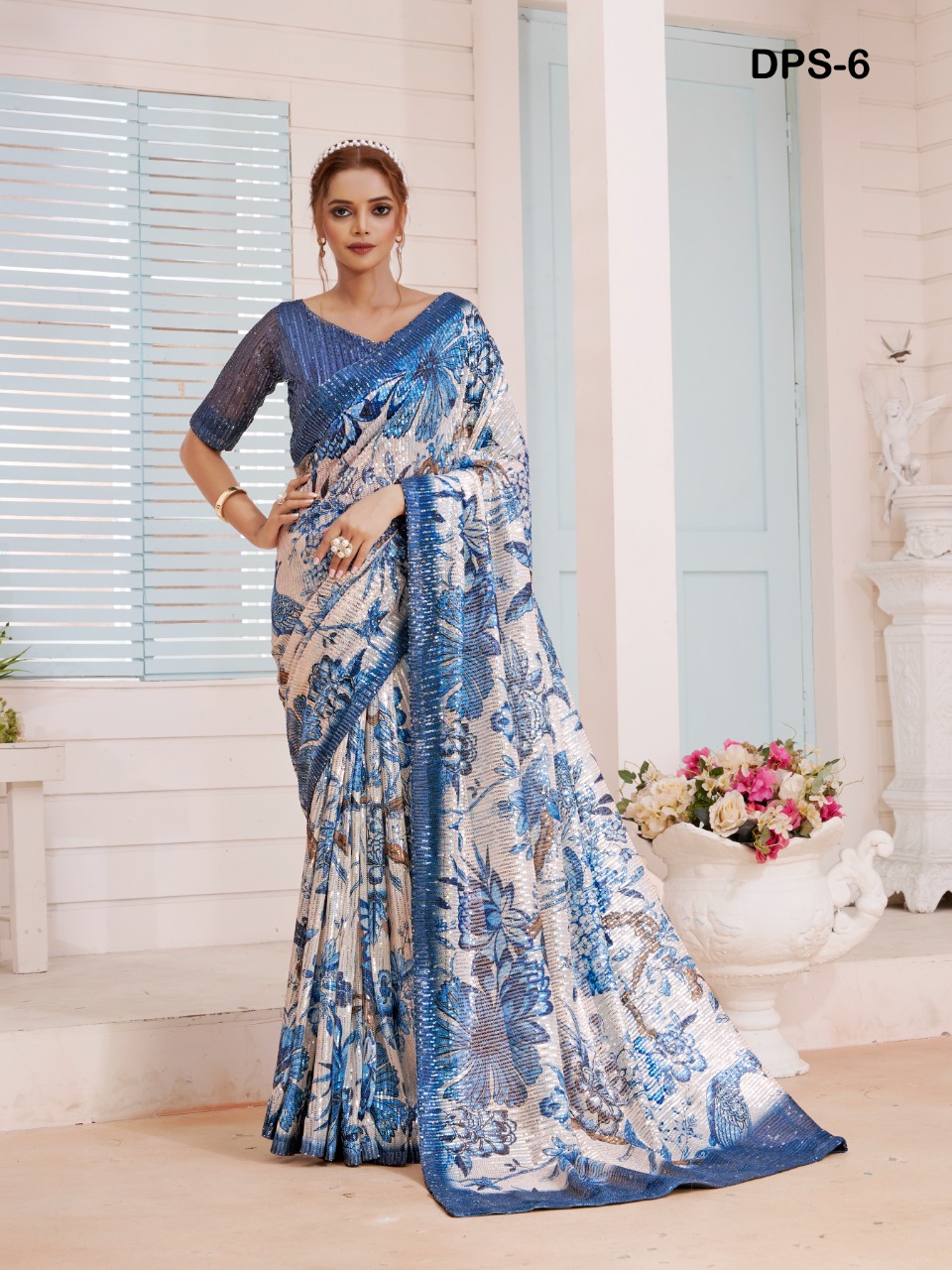 amoha trendz Design No DPS Imported Sequence with print catchy look saree catalog