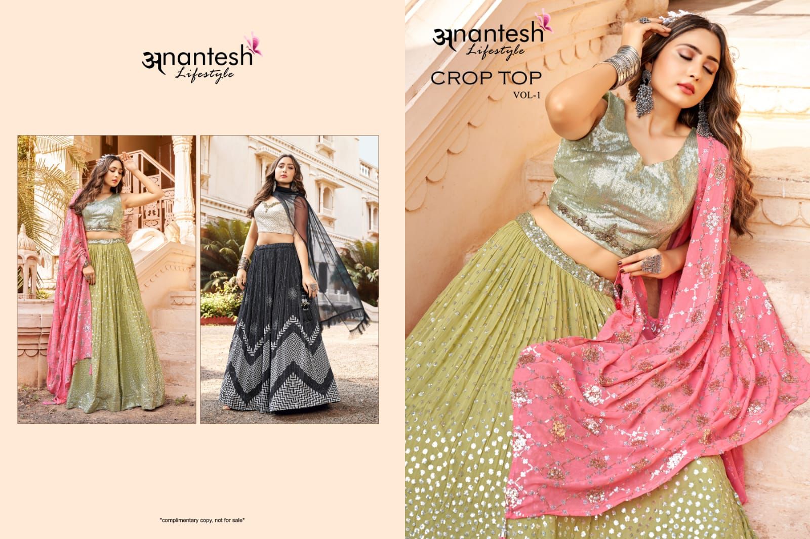 anantesh lifestyle crop top lehenga vol 1  fancy innovative look lehngha catalog