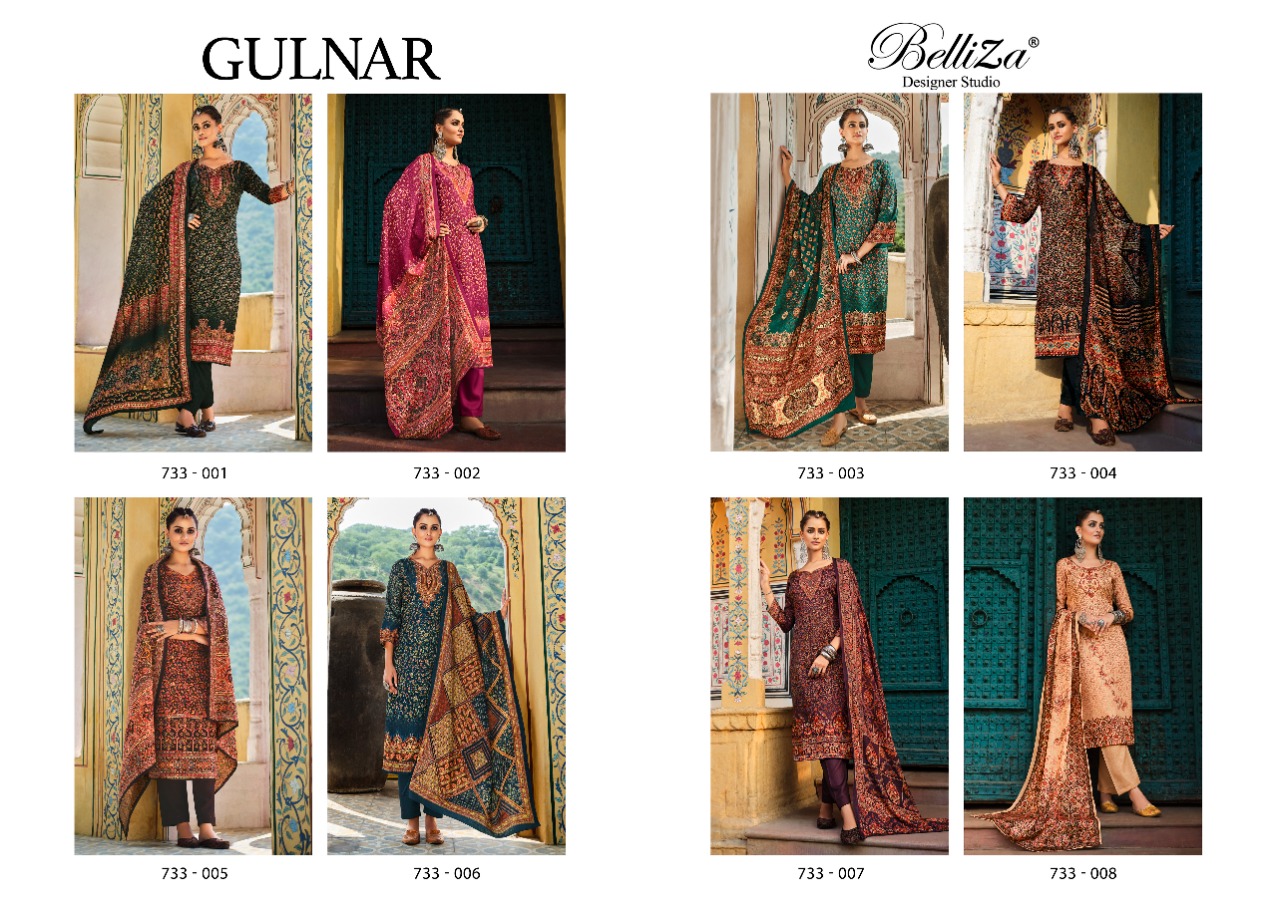 beliza designer studio gulnar pure wool pashmina innovative print salwar suit catalog