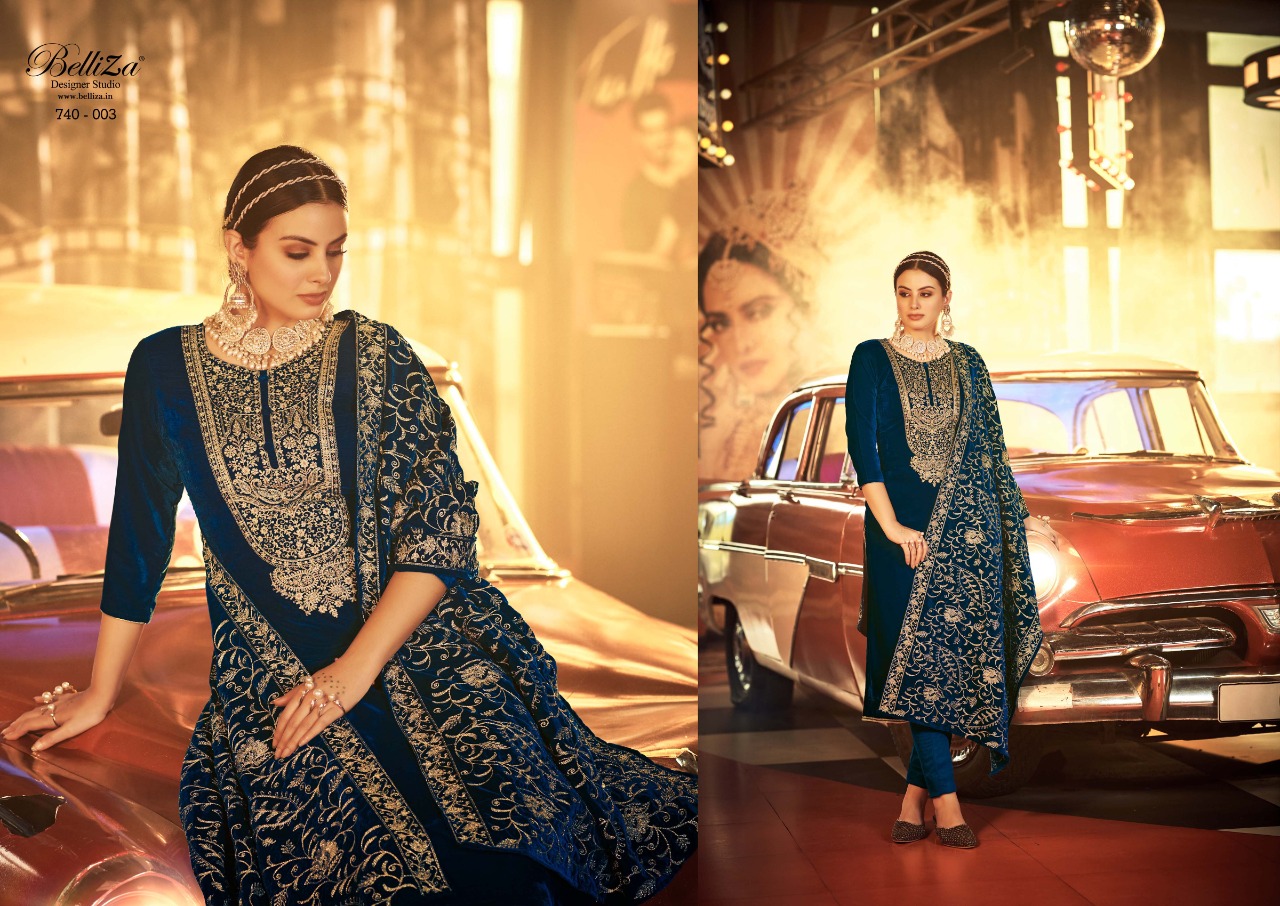 belliza designer studio kohinoor velvet gorgeous look salwar suit catalog