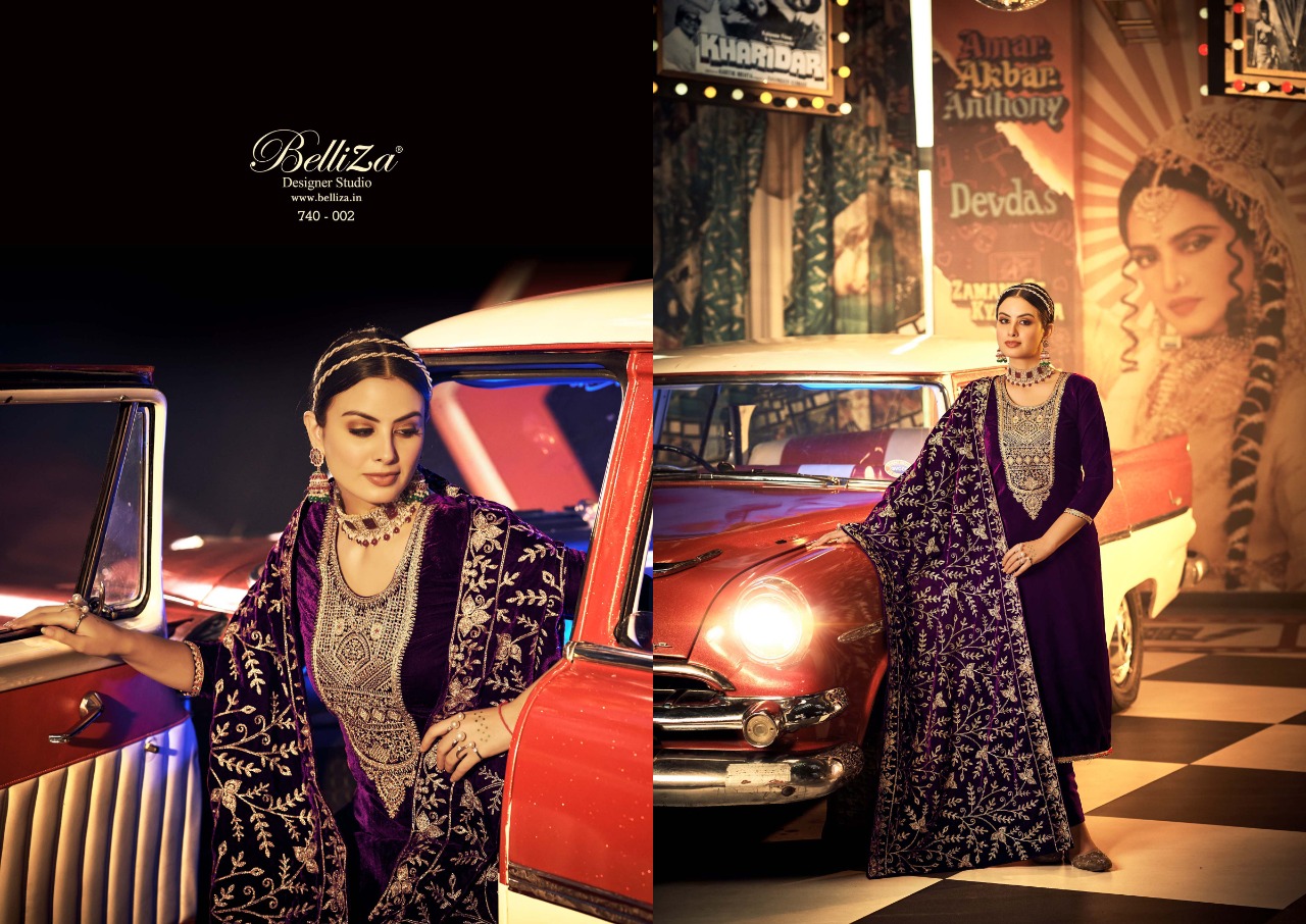 belliza designer studio kohinoor velvet gorgeous look salwar suit catalog