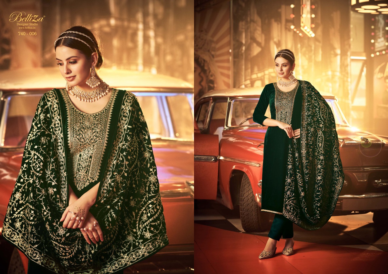 belliza designer studio kohinoor velvet gorgeous look salwar suit catalog