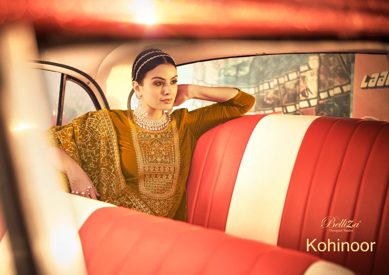 belliza designer studio kohinoor velvet gorgeous look salwar suit catalog