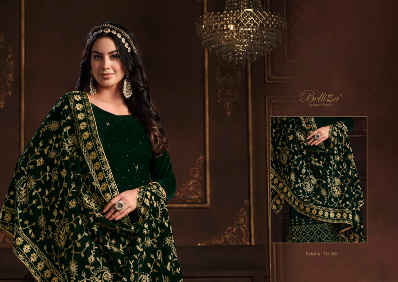 belliza designer studio ranjha velvet gorgeous look salwar suit catalog