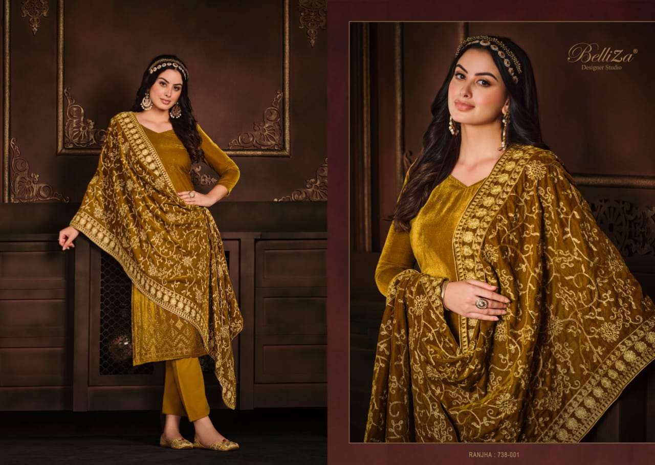 belliza designer studio ranjha velvet gorgeous look salwar suit catalog