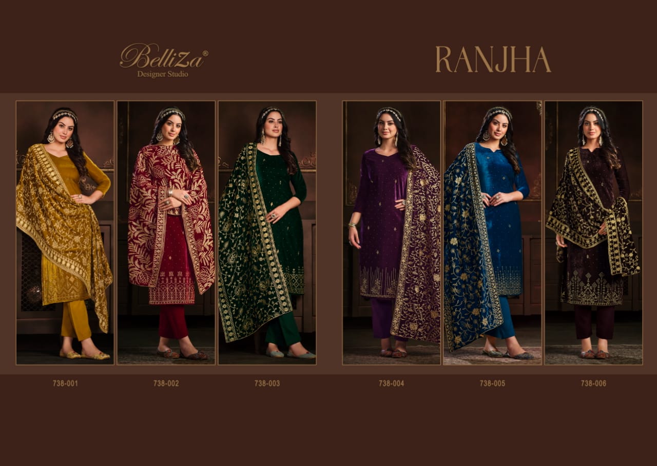 belliza designer studio ranjha velvet gorgeous look salwar suit catalog