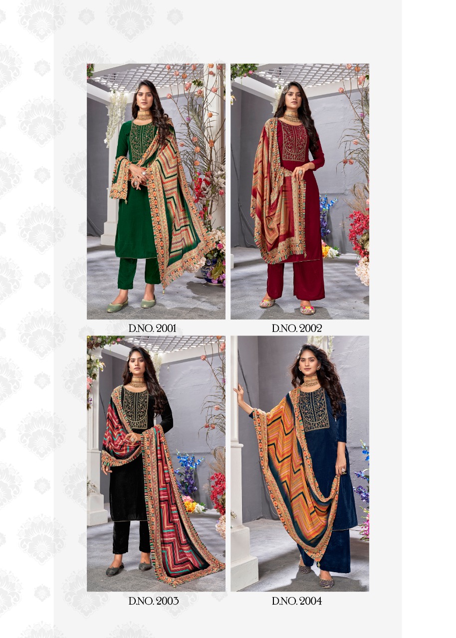 bipson amiraa velvet festive look salwar suit catalog