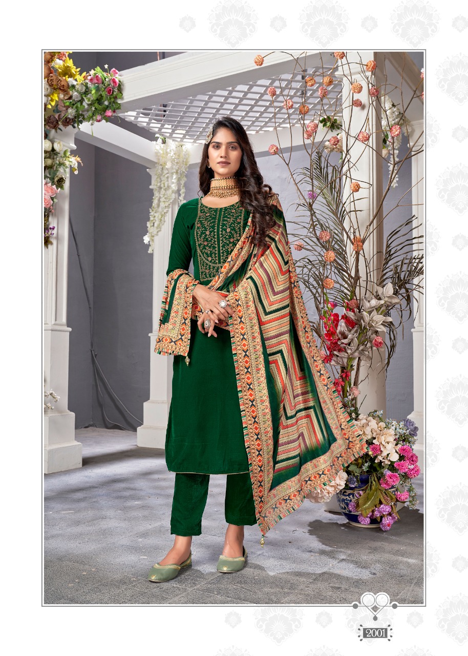 bipson amiraa velvet festive look salwar suit catalog